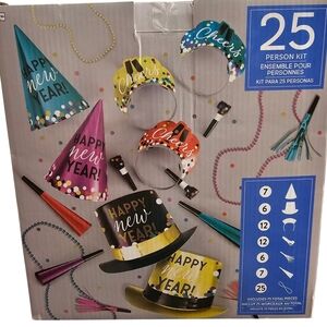 New Year's Party Kit NYE Party Kit for 25 People Hats Horns Beads and More NEW